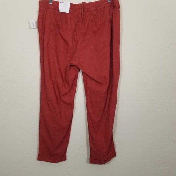 NWT Old Navy Linen Blend Crop Pants Red Size L - Picture 2 of 4